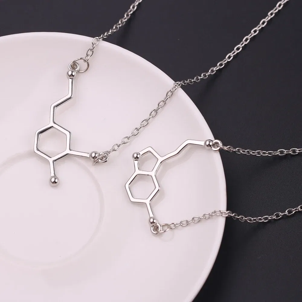 Metal Color: Light Yellow Gold Color, Ships From: CHINA - Dopamine Molecule Necklaces Chemical Formula Necklace Fashion Women Serotonin Structure Formula Pendant Graduation Gifts Jewelry