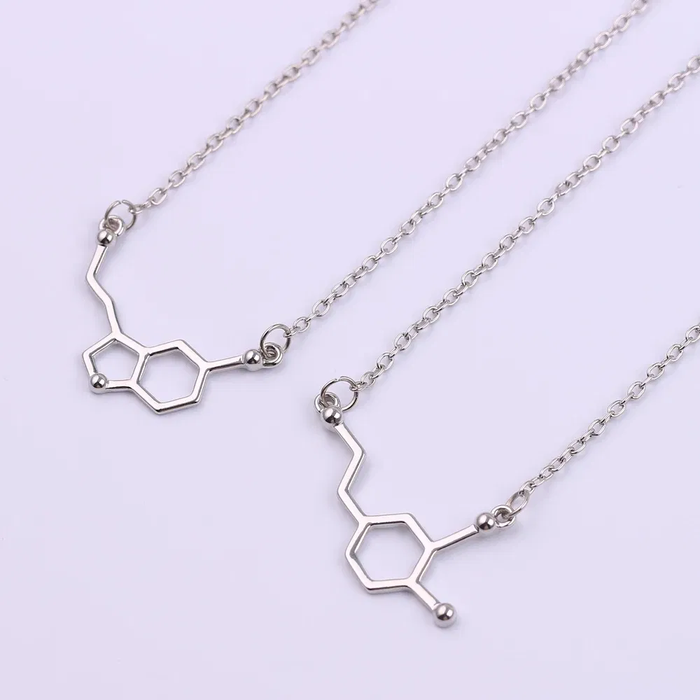 Metal Color: Light Yellow Gold Color, Ships From: CHINA - Dopamine Molecule Necklaces Chemical Formula Necklace Fashion Women Serotonin Structure Formula Pendant Graduation Gifts Jewelry