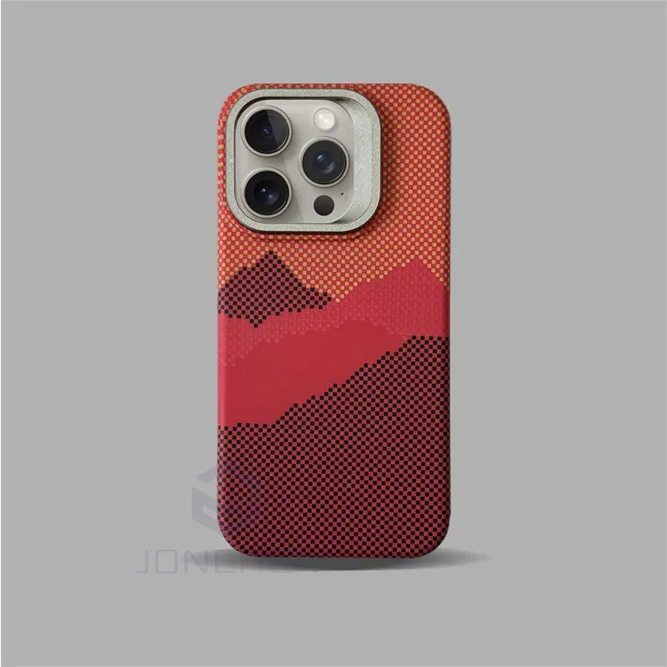 Color: Clear, Material: Nylon - Luxury Magnetic Stand Metal Lens Relief Carbon Fibre Pattern For Magsafe Case For iPhone 15 14 13 Pro Max Shockproof  Back Cover