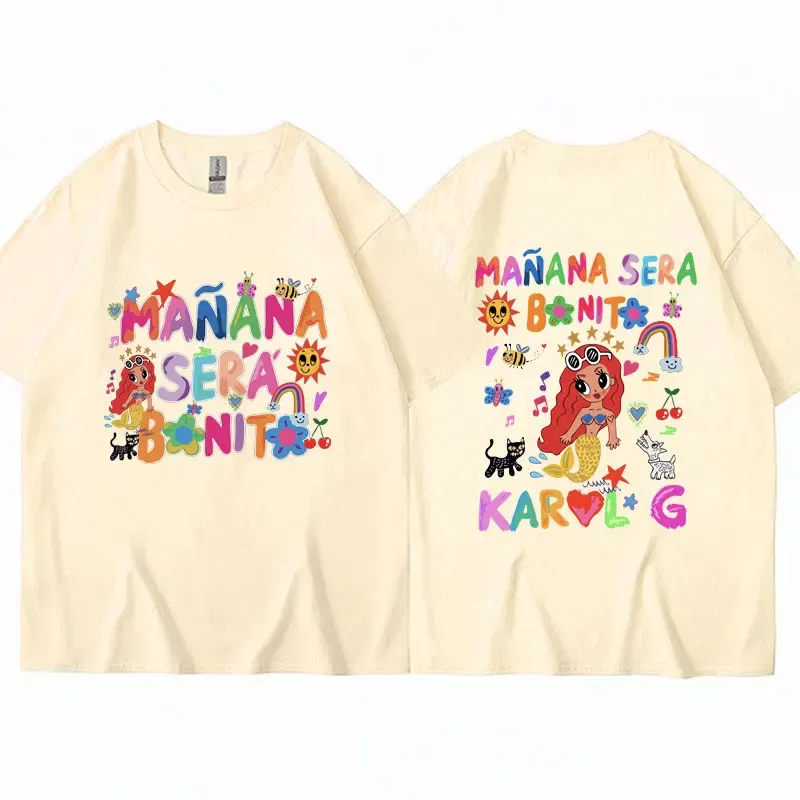 Color: Dark Grey, Size: XXL - Limted Karol G Manana Sera Bonito T Shirts Fashion Harajuku Hip Hop T-Shirt Unisex Casual Breathable Cotton Oversized Tee Shirt