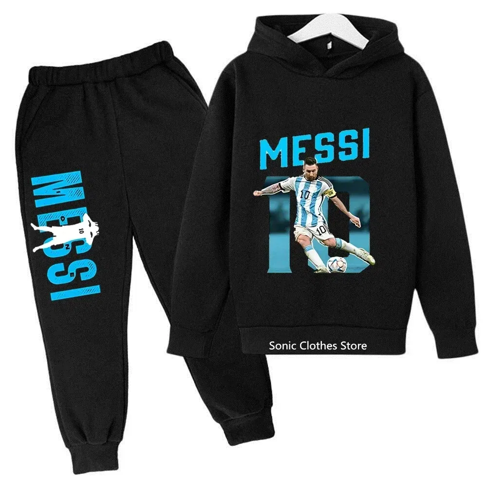 Color: WHITE, Kid Size: 3T - messi avatar printed children's clothing children's autumn and winter hoodies pants 2-piece casual boys and girls suits