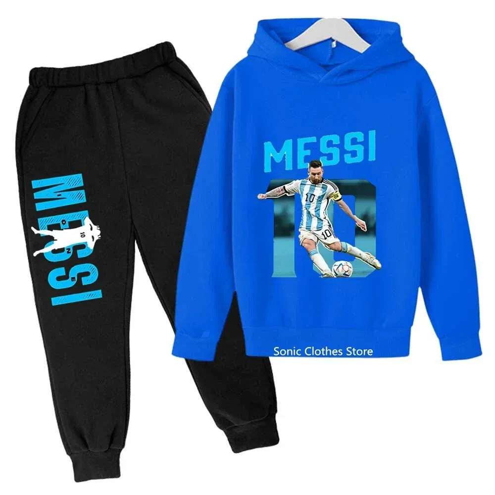 Color: WHITE, Kid Size: 3T - messi avatar printed children's clothing children's autumn and winter hoodies pants 2-piece casual boys and girls suits