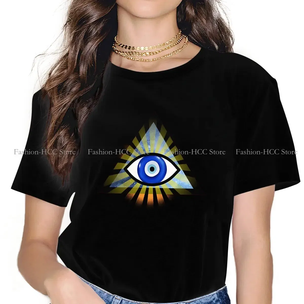 Color: black, Size: XXL - Evil Eyes Polyester TShirts Evil Eye Protection - All Seeing Eye Personalize Homme T Shirt Hipster Tops