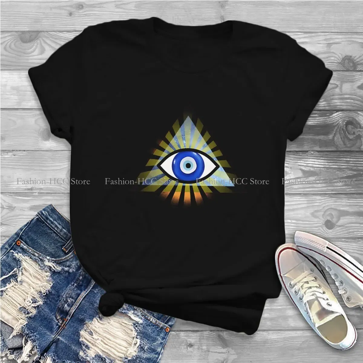 Color: black, Size: XXL - Evil Eyes Polyester TShirts Evil Eye Protection - All Seeing Eye Personalize Homme T Shirt Hipster Tops