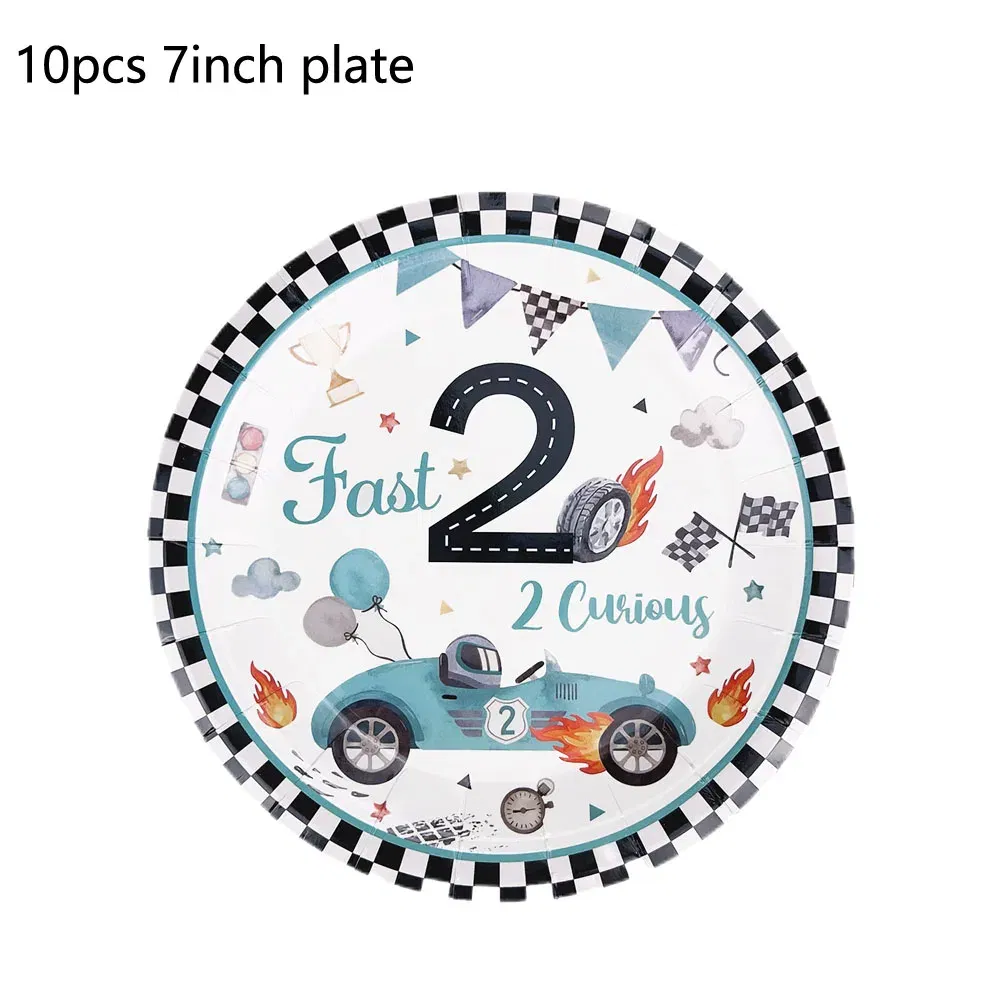 Color: Blue, Capacity: 480ml - Racing Car Disposable Tableware PLates Cups Napkin Tablecloth Two Fast Birthday Party Decorations