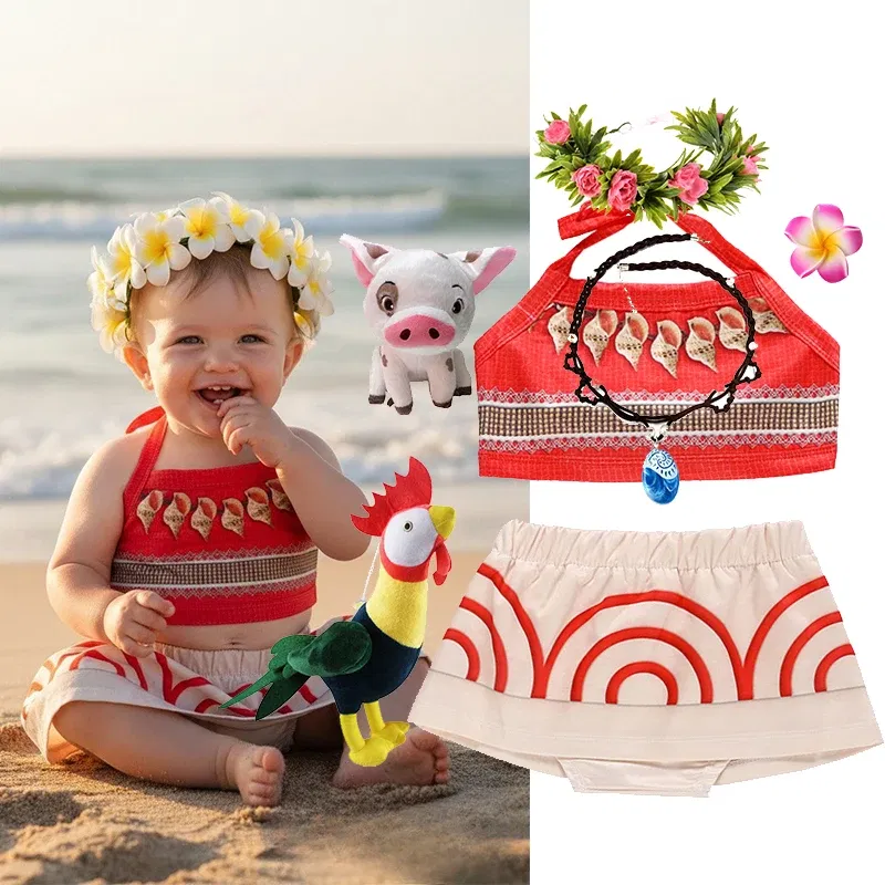 Color: GRAY, Kid Size: 12 - Little Girls Cospaly DISNEY Moana Kids Two Pcs Set Top +Pants Infant Vaiana Role Play Festival Princess Costume Casual Clothes