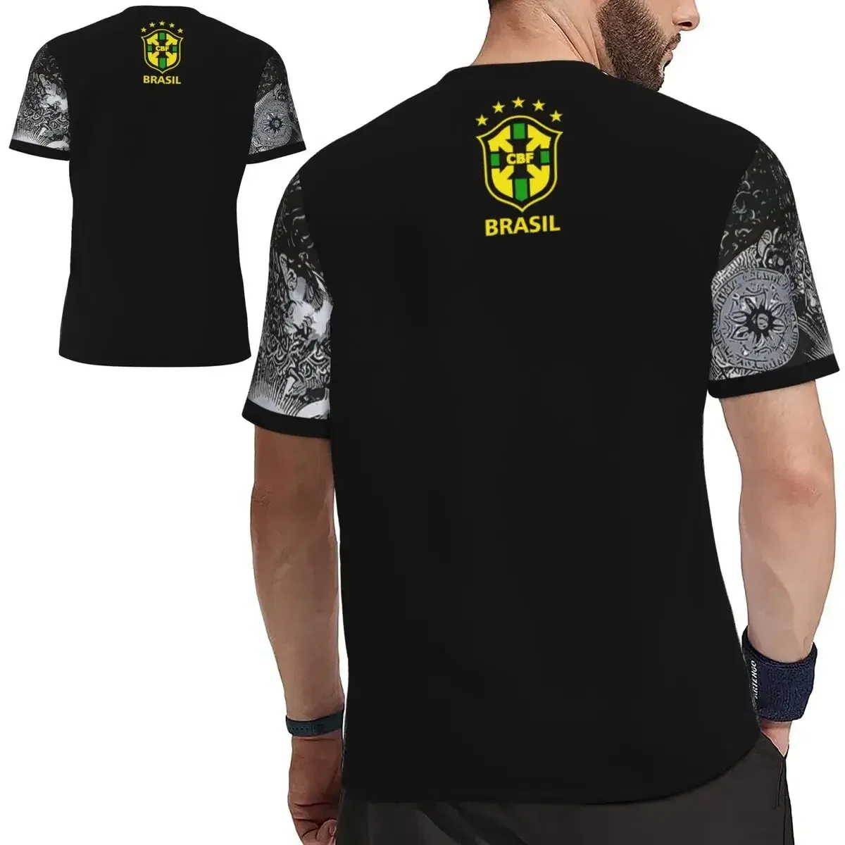 Color: black, Size: L - 2024 Brazil Jesus Christ The Redeemer Special Edition Football Jerseys Breathable For Adult Children Soccer Traning Tops Shirts
