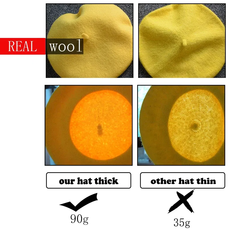 Color: Blue, Hat Size: One Size - Wool Thick  Berets Artist French Beret Women Painter Hat Girls Female Warm  Walking Cap