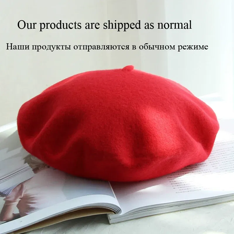 Color: Blue, Hat Size: One Size - Wool Thick  Berets Artist French Beret Women Painter Hat Girls Female Warm  Walking Cap