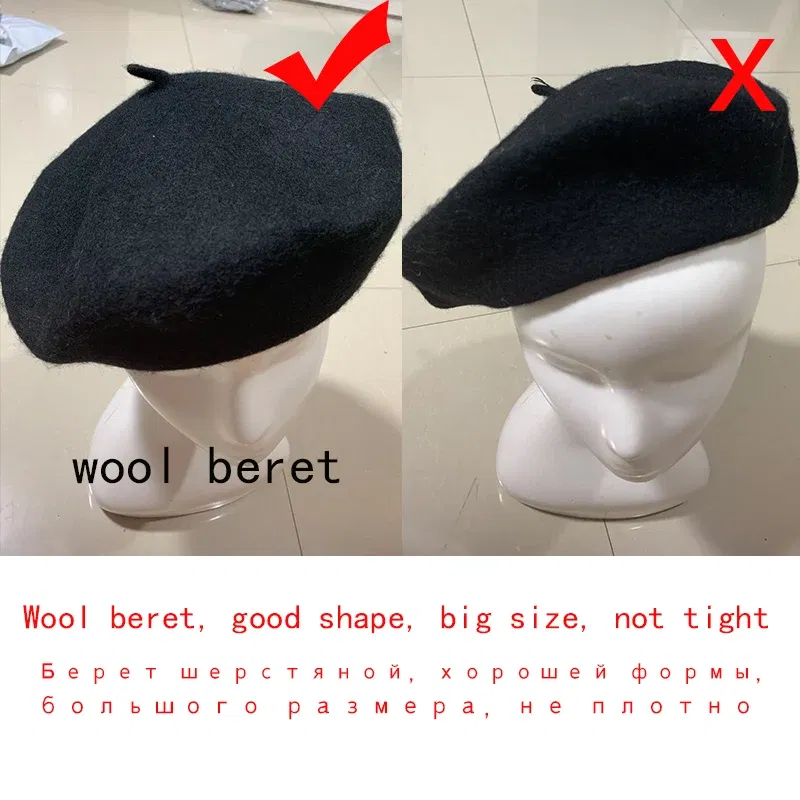 Color: Blue, Hat Size: One Size - Wool Thick  Berets Artist French Beret Women Painter Hat Girls Female Warm  Walking Cap
