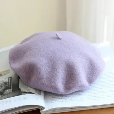 Color: Blue, Hat Size: One Size - Wool Thick  Berets Artist French Beret Women Painter Hat Girls Female Warm  Walking Cap