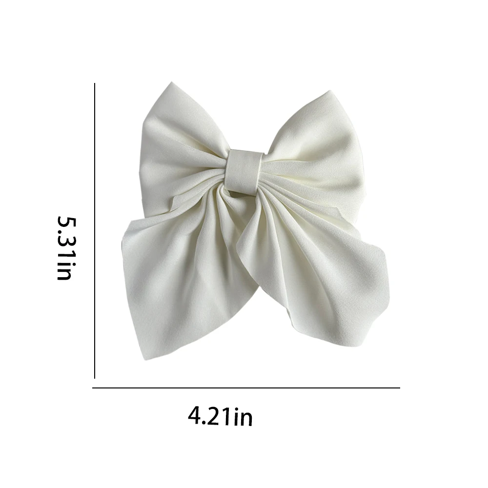 Color: Red - Elegant Bow Ribbon Hair Clip Fashion Simple Solid Satin Spring Clip Hair Pin Retro Headband with Clips Girls Hair Accessories