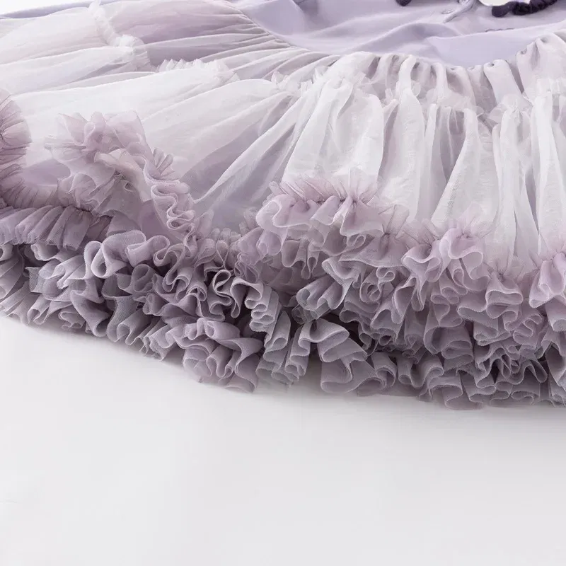 Dave Bella Children's Mesh Princess Dress Spring Sweet Cute Fashion Casual Long Sleeve Girls Baby Dress Party Charm DK1250523