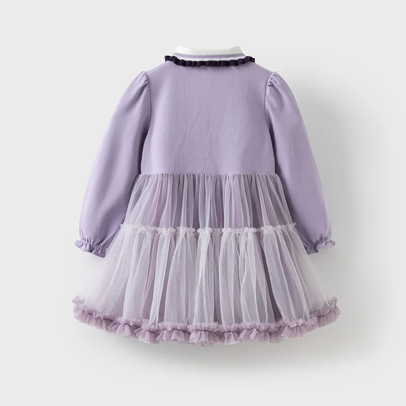 Dave Bella Children's Mesh Princess Dress Spring Sweet Cute Fashion Casual Long Sleeve Girls Baby Dress Party Charm DK1250523