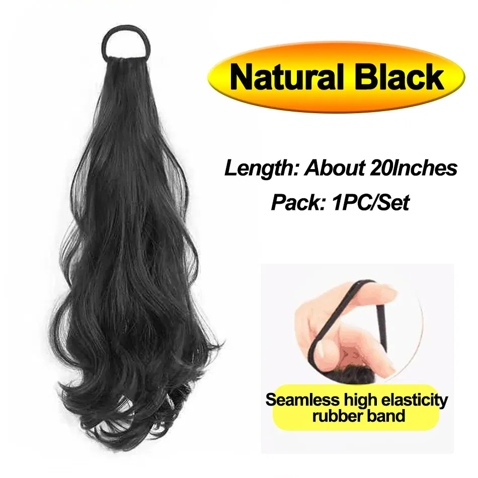 Color: P1B/27, Stretched Length: 20inches - Synthetic Ponytails Hair Extension With Rubber Band Long Curly Wavy Layered Ponytail For Women Daily Use Heat Resistant Hair Wig
