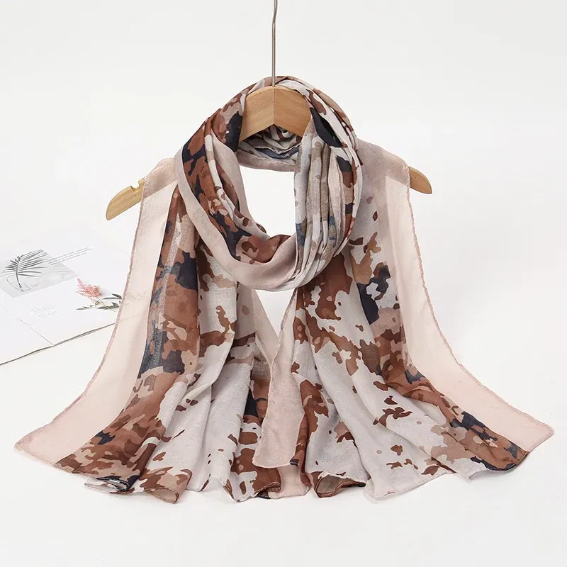 Color: ROSE RED - 1Pcs Ramadan Hijab Leopard Print Women Bohemian Watercolor Soft Muslim Hijabs Floral Breathable Shawl Wrap Scarf Headscarf Warm