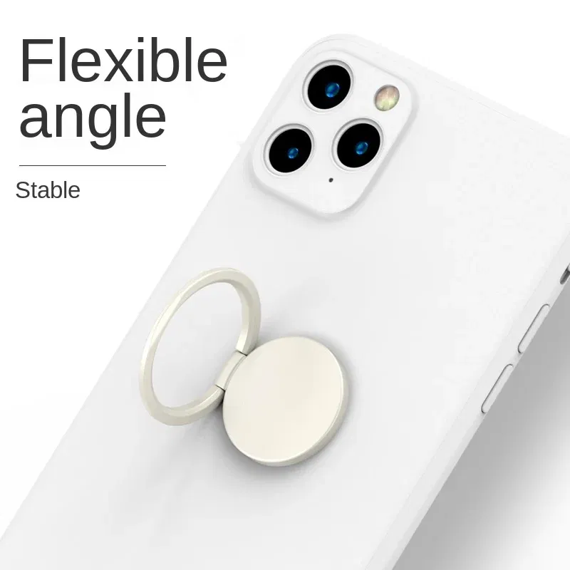 Color: Orange - Metal 360 Degree Rotation Mobile Phone Holder Holder Stand Ring Buckle Creative Gift Universal Lazy Car Holder Round Liquid New