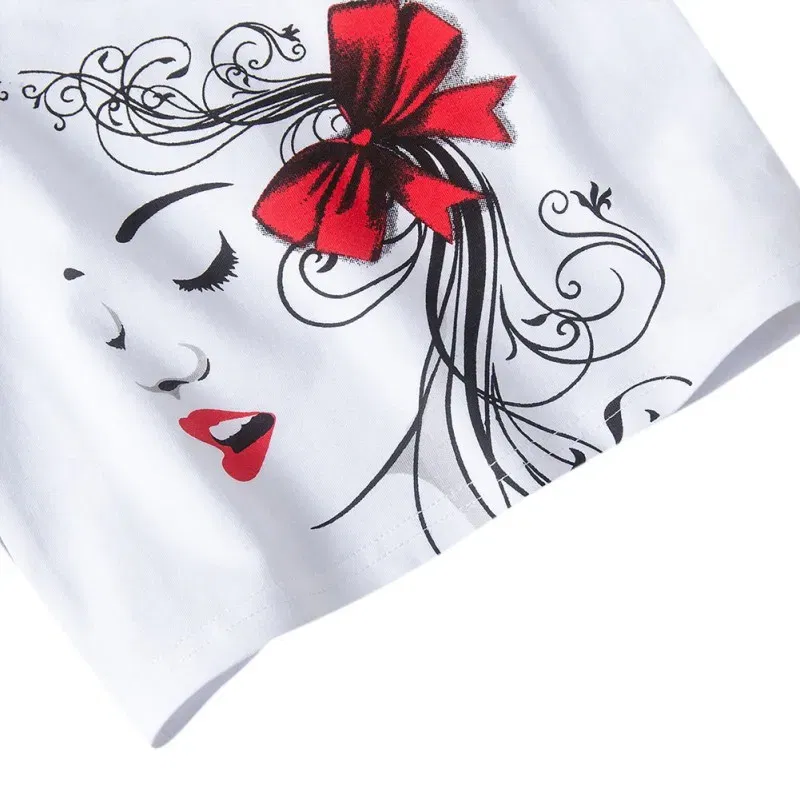 Color: WHITE, Kid Size: 3T - HOT Baby Girl Clothes Girls Clothing Set Fashion Girls Set Print Toddler Girl Tops + Denim Skirts Baby Suit Kids Clothes1