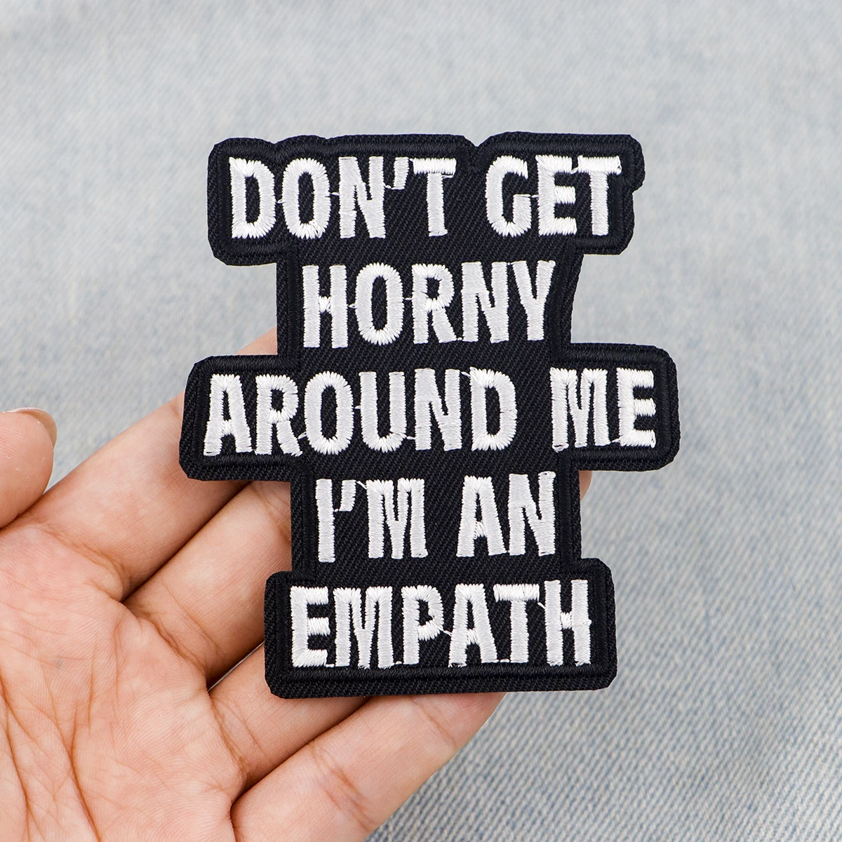 Color: Antique Brass - Letters Embroidery Patch Funny Quotes Iron On Patches For Clothing Thermoadhesive Patches On Clothes DIY Sew Badges