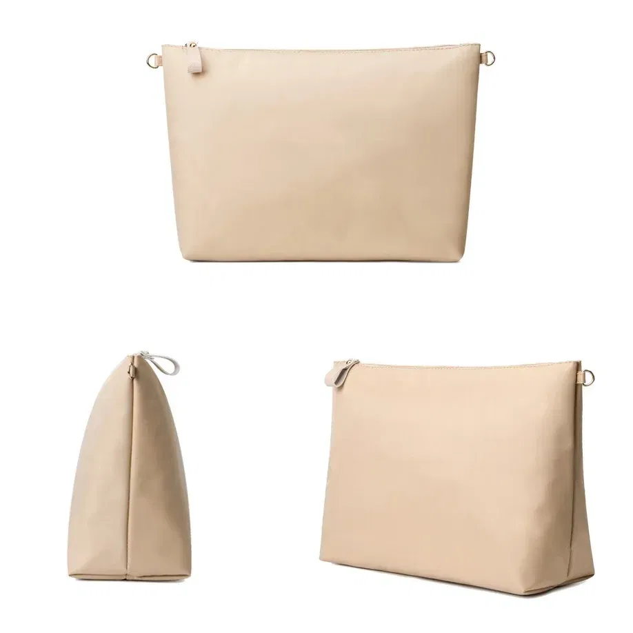 Color: Brown - Nylon Organizer Insert Bag Women Nylon Travel Insert  Travel Makeup Bag Traveling Multi-functional Makeup Insert Bags