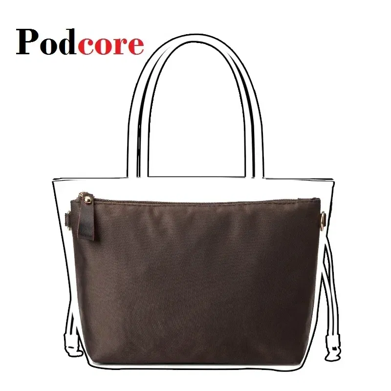 Color: Brown - Nylon Organizer Insert Bag Women Nylon Travel Insert  Travel Makeup Bag Traveling Multi-functional Makeup Insert Bags