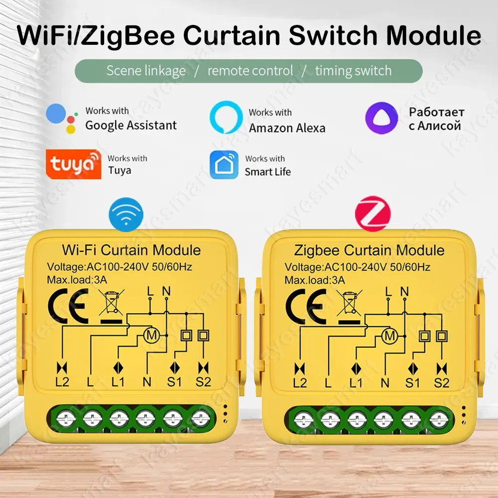 Color: WHITE, Ships From: CHINA - Tuya Smart WiFi Zigbee Curtain Switch Module Connected Roller Shutters Blind Motor Smart Life APP Works with Alexa Google Home