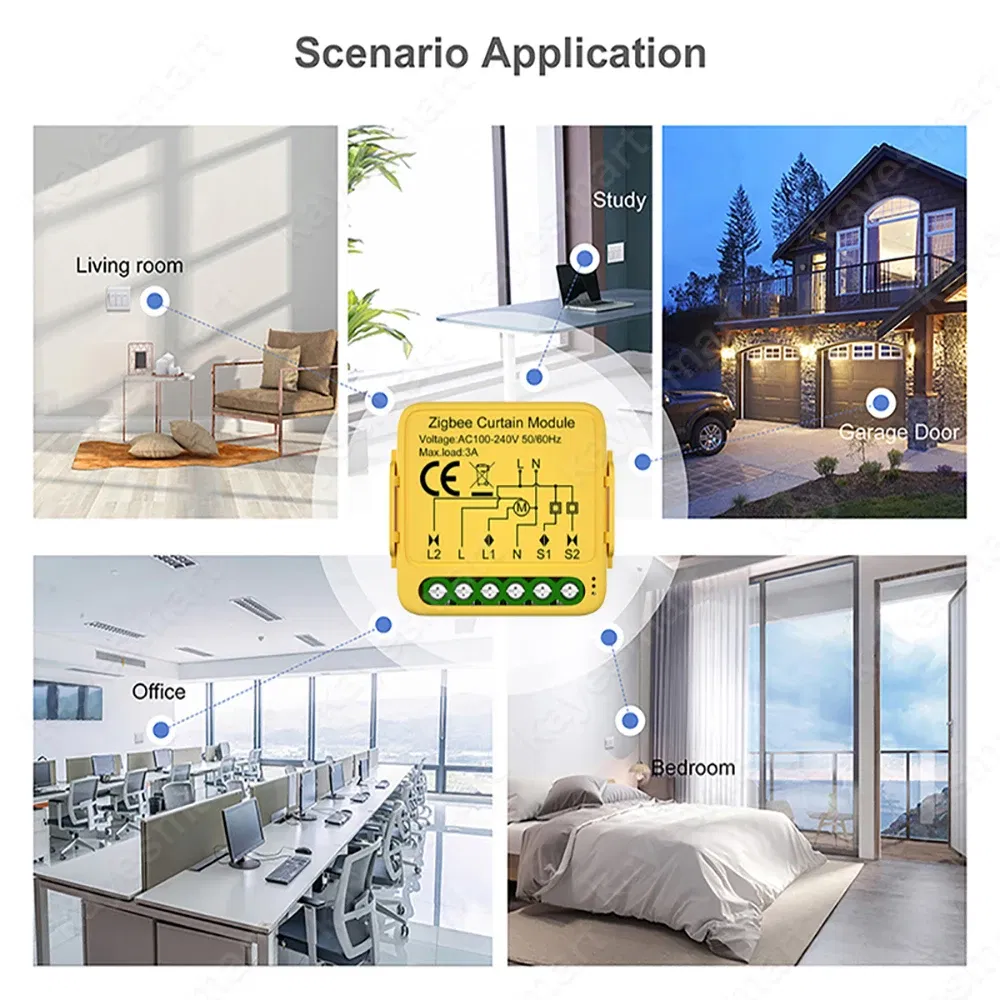 Color: WHITE, Ships From: CHINA - Tuya Smart WiFi Zigbee Curtain Switch Module Connected Roller Shutters Blind Motor Smart Life APP Works with Alexa Google Home