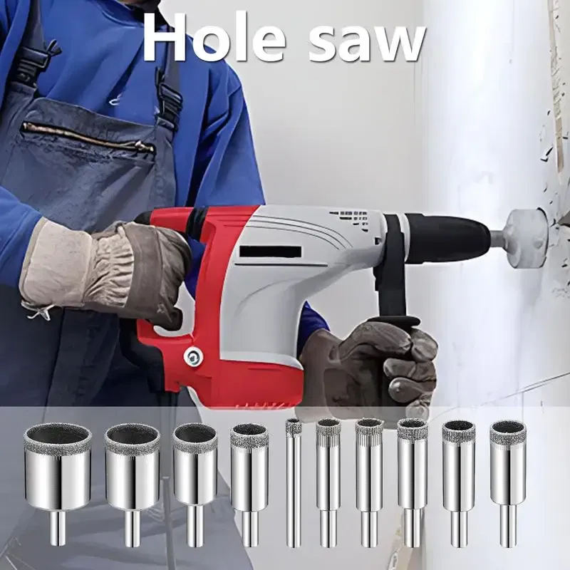 Ships From: ITALY, Color: Red - Diamond Hole Saw 10 Pieces Durable Grinder Hole Saw Diamond Drill Bit Hole Opener Hole Drill For Ceramic Glass And Tile