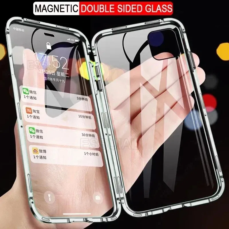 Color: green, Bundle: Case & Screen Protector, Material: POLYESTER - 360 Full Protection Metal Magnetic Case For Honor X9b X6 X8A 5G X9 4G X9A 5G Double-Sided Glass Transparent Cover Cases