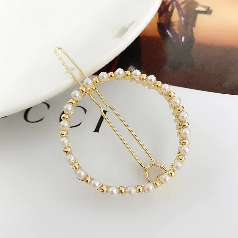 Color: black - 2019 New Fashion geometric Pearl rhinestone hairpin ball side clip Accessories For Women Girls Hairgrip Hairclip Headwear