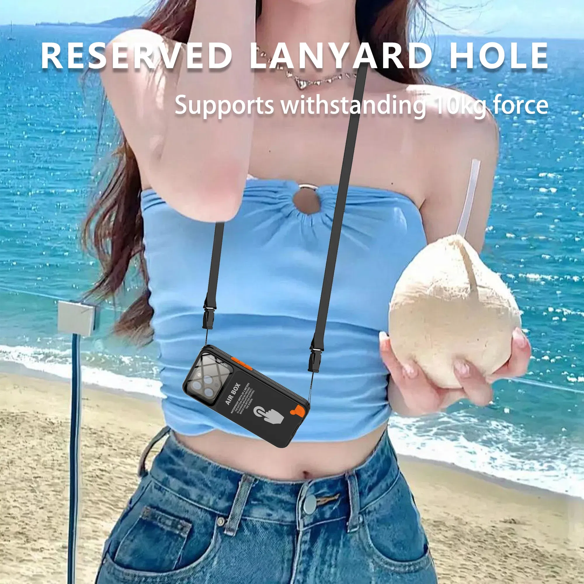 Color: Beige, Material: ABS - IP68 Waterproof Phone Case For iPhone 15 14 13 12 Pro Max Plus Underwater Taking Shockproof Dustproof Swimming Diving Cover