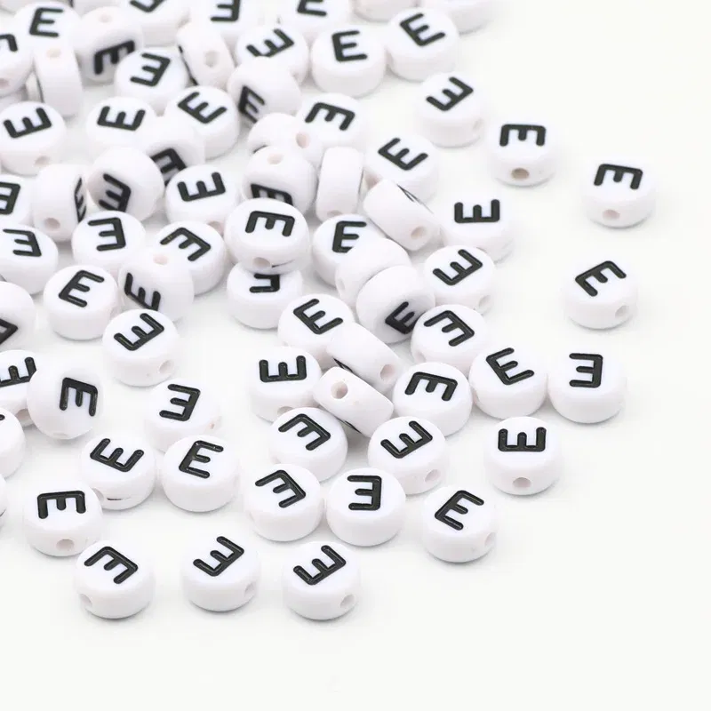 Color: Light Yellow, Item Diameter: Other - 50/100pcs/lot 7x4mm White Round A-Z Alphabet Letter Acrylic Loose Spacer Beads for Jewelry Making Diy Bracelet Accessories