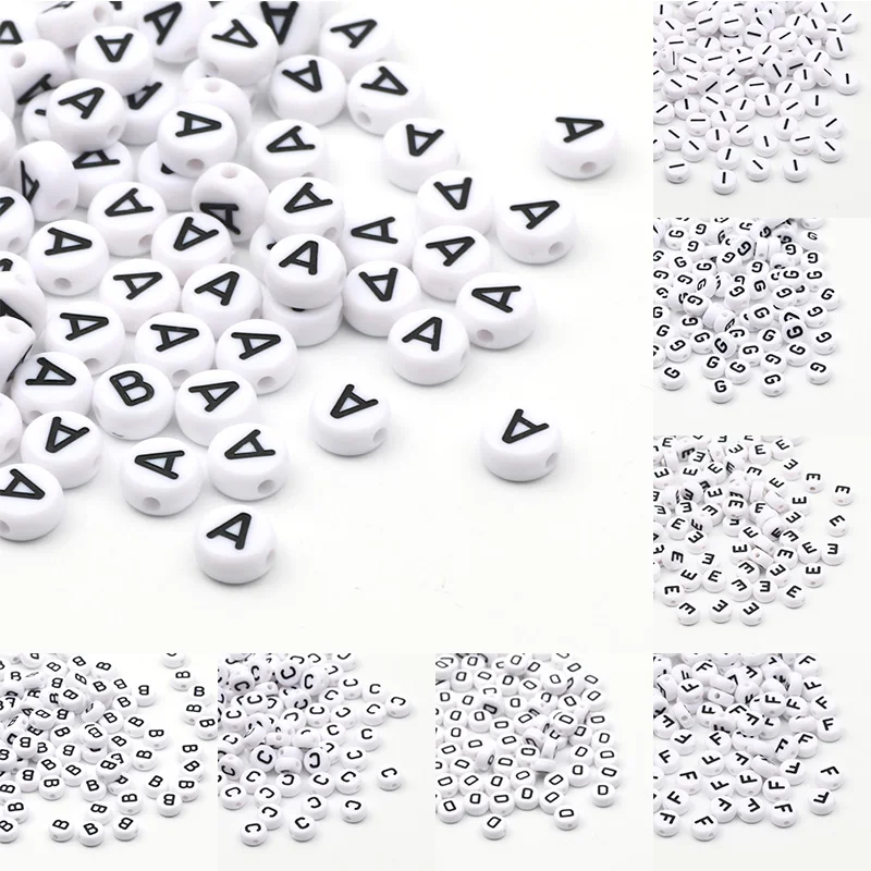 Color: Light Yellow, Item Diameter: Other - 50/100pcs/lot 7x4mm White Round A-Z Alphabet Letter Acrylic Loose Spacer Beads for Jewelry Making Diy Bracelet Accessories