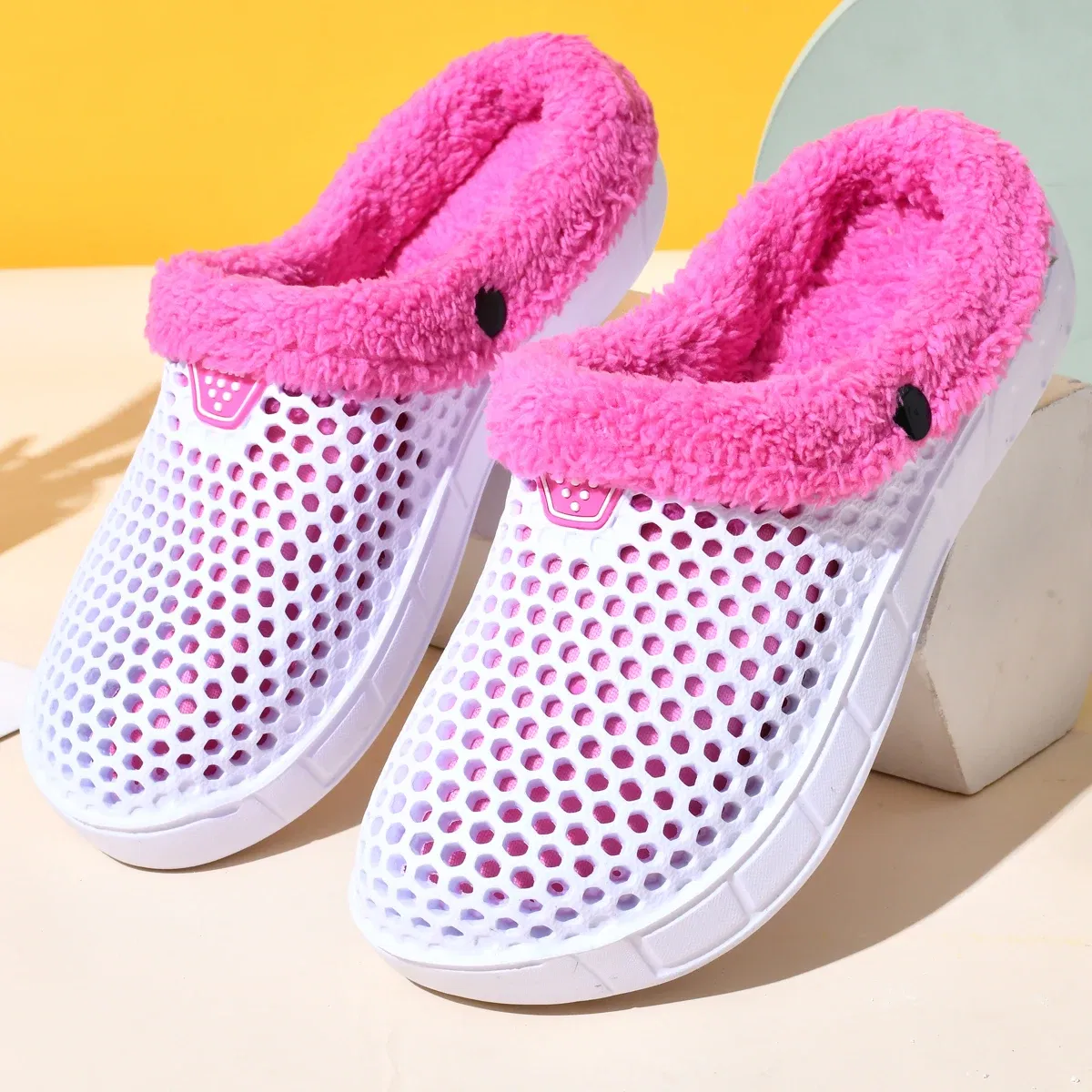 Color: wine red, Shoe Size: 36 - Couple Style Men's and Women's Cotton Slippers Winter Warm Plus Velvet Thickened Clogs Mule Shoes