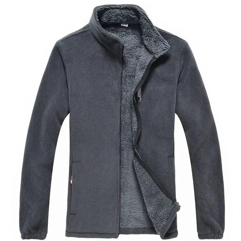 Color: Gold, Size: XXXL - Men's Fleece Zip Up Outerwear Zipper Fleece-lined Stand Collar Thickened Outdoor Jacket Windproof Polar Fleece Coldproof Jackets