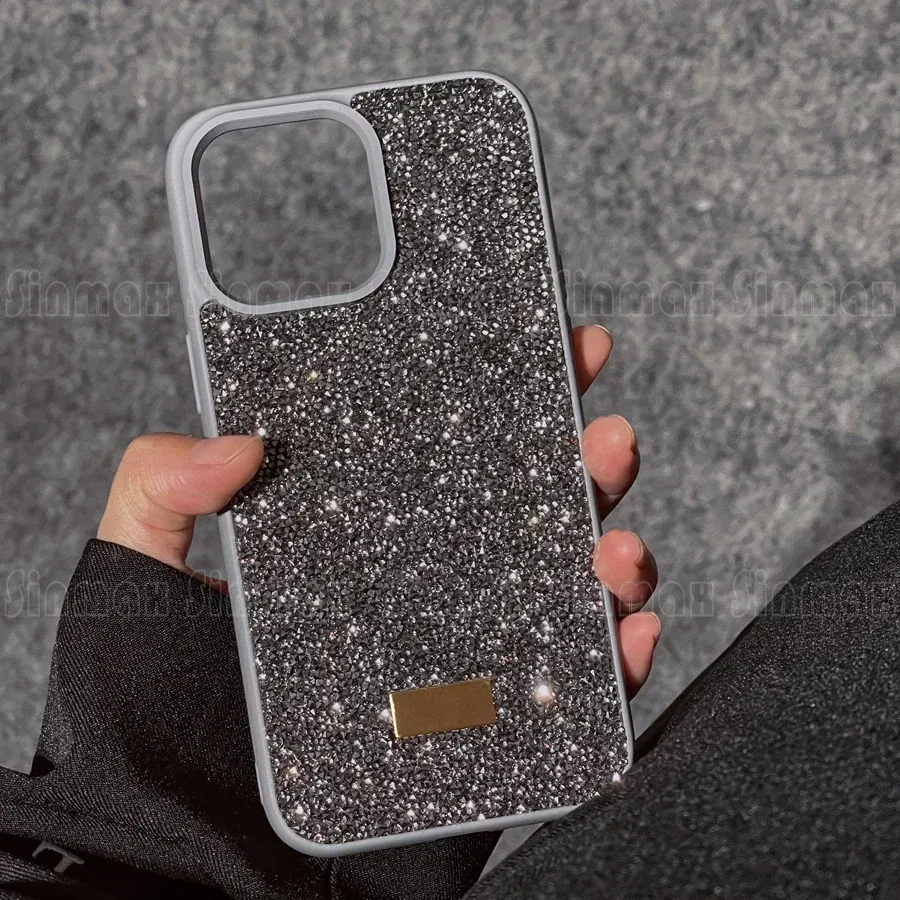 Color: Blue, Material: leather - Luxury Glitter Designed Shell For iPhone 16 15 Pro Max 14 13 12  Luxurious Bling Sparkling Rhinestone Diamond Jewels Cover Case