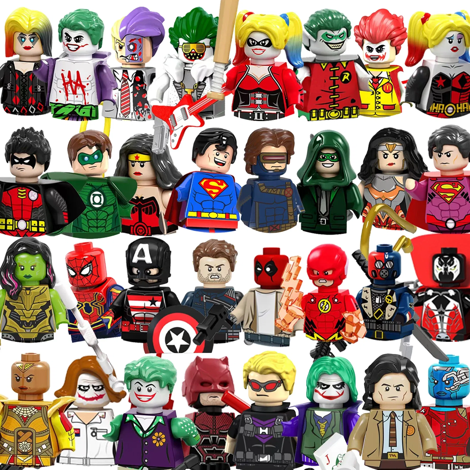 Color: BRIGHT PINK - Marvel Blocks Brick Hero Batman Joker Superman Catwoman Mini Figure Building blocks Hot Toy Children's party gift