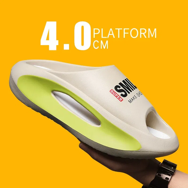 Color: wine red, Shoe Size: 36 - Men's Sandal Slippers New Summer Sneaker Slippers Men Thick Bottom Platform Slides Soft Eva Slippers Casual Beach Shoes