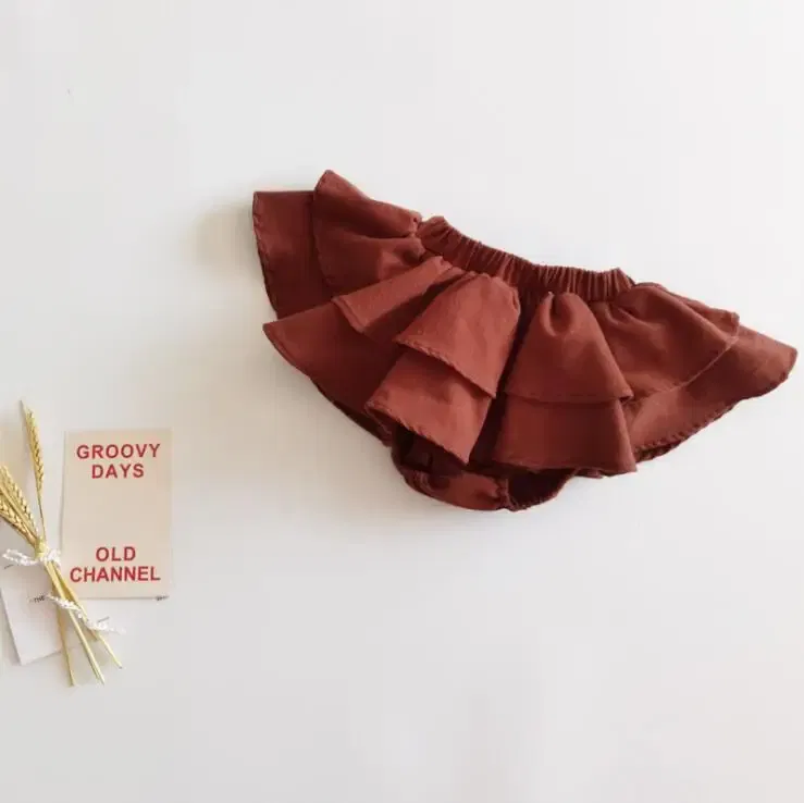Color: Orange, Kid Size: 3T?€?€·?¤–运动?‰ - Double Layers Ruffles Lace Baby Skirt Pants Summer Cotton Linen Kids Pettiskirt Toddler Dancing Wedding Clothing Tutu Skirt