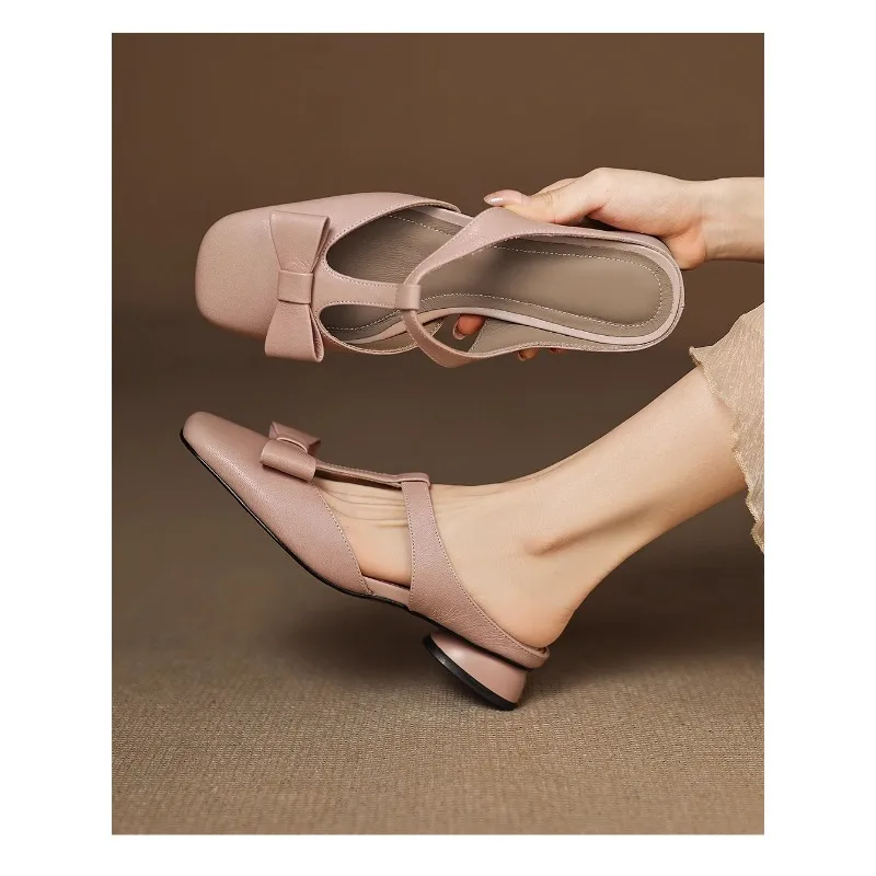 Color: LIGHT BLUE, Shoe Size: 37 - New Spring Summer Butterfly-Knot Patent Leather Pointed Toe Women Slippers Fashion Thin High Heels Mules Shoes Elegant Pumps