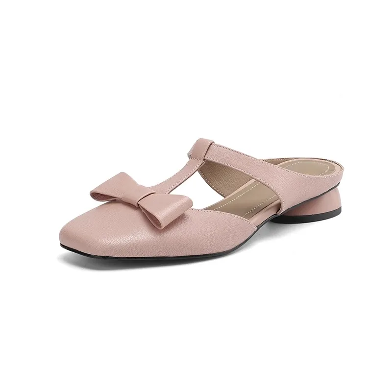 Color: LIGHT BLUE, Shoe Size: 37 - New Spring Summer Butterfly-Knot Patent Leather Pointed Toe Women Slippers Fashion Thin High Heels Mules Shoes Elegant Pumps