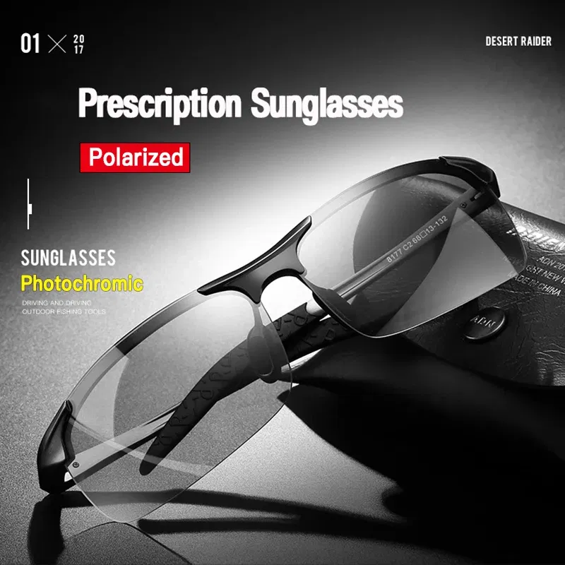 Lenses Color: WHITE, Frame Color: Orange - Myopia Photochromic Sunglasses Diopter Polarized Driving Goggle Men Chameleon Change Color transition Prescription Sun Glasses