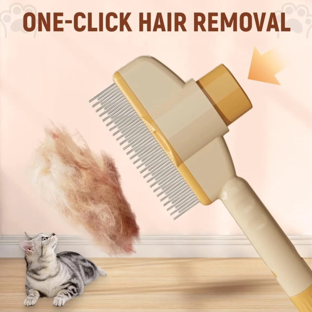 Color: Yellow - Cat Brush for Shedding, New Cat Deshedding Brush with Release Button, Cat Grooming Brush for Short and Long Haired Cats