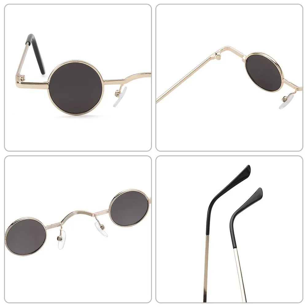 Lenses Color: Red, Frame Color: WHITE - Small Round Rock Punk Sunglasses for Women Men Ultra Metal Frame Hip Hop Sun Glasses Candy Color Fashion Shades Driving Eyewear