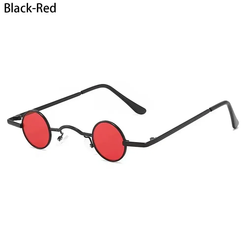 Lenses Color: Red, Frame Color: WHITE - Small Round Rock Punk Sunglasses for Women Men Ultra Metal Frame Hip Hop Sun Glasses Candy Color Fashion Shades Driving Eyewear