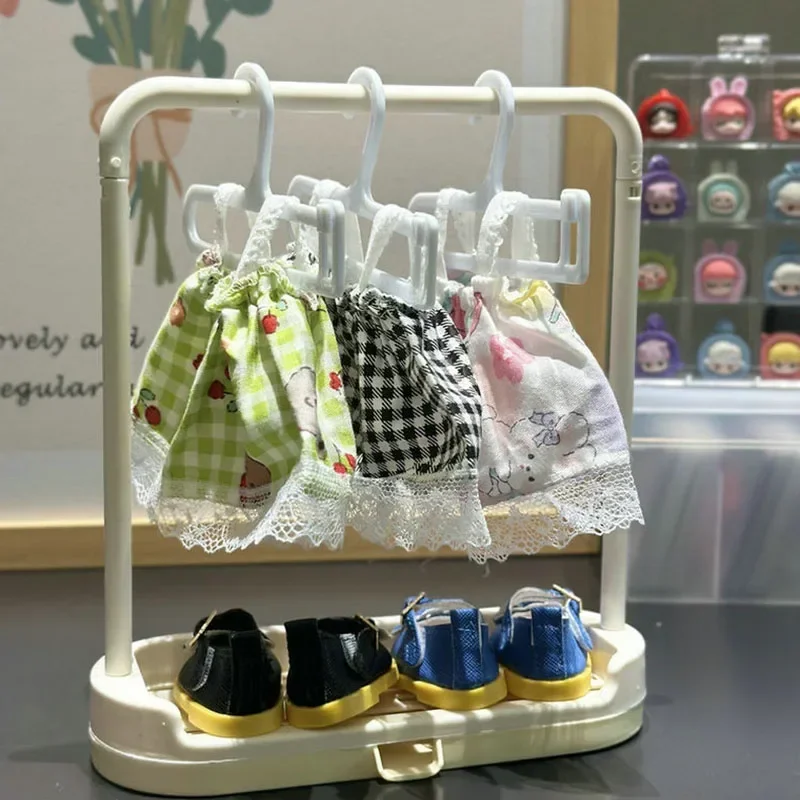 10pcs/Set Mini Clothese Hangers for Labubu&Other 17cm Dolls Labubu ShoeS Rack Doll Accessories