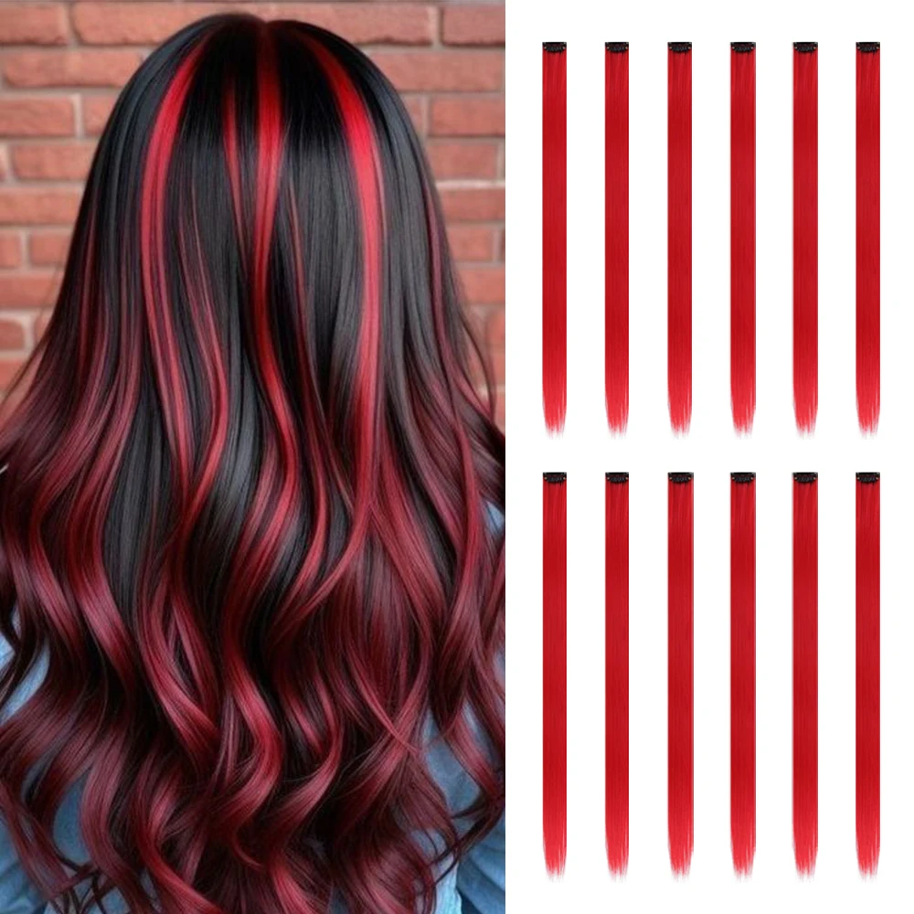 Color: T1B/Green, Stretched Length: 22INCHES - 12-Pack 22" Long Heat Resistant Women's Clip-In Hair Extensions - Durable BB Clip, Natural Look, Trimmable, Easy to Style