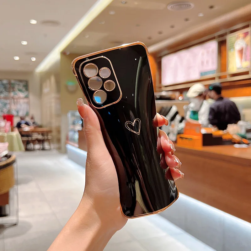 Color: black, Compatible-Phone Models: For iPhone 12, Ships From: CHINA - Electroplating Love Heart Phone Case For Samsung Galaxy S25 S24 Ultra S23 S22 A13 A14 A52 A53 Protect Lens Shockproof Back Cover