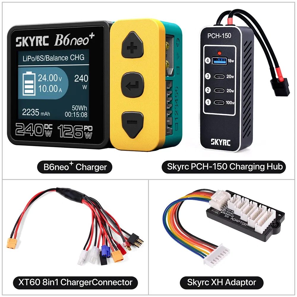 Color: black - ?‹SKYRC B6neo+ Smart Charger High Power DC240W PD126W Multilanguage Balance Charger 600mA XT60/Type-C Compact Charger Discharger