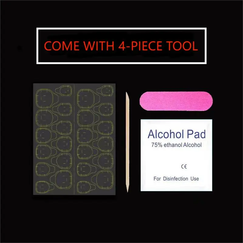 Color: WHITE - 10 pcs Luxury Handmade Press on Nails Middle Ballet Rozen Maiden Design False Nails with 4-PIECE Tool Adhesive Nail Glue Tabs